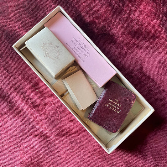 Antique Keepsake Box with Locks of Hair, Photos & Miniature Book