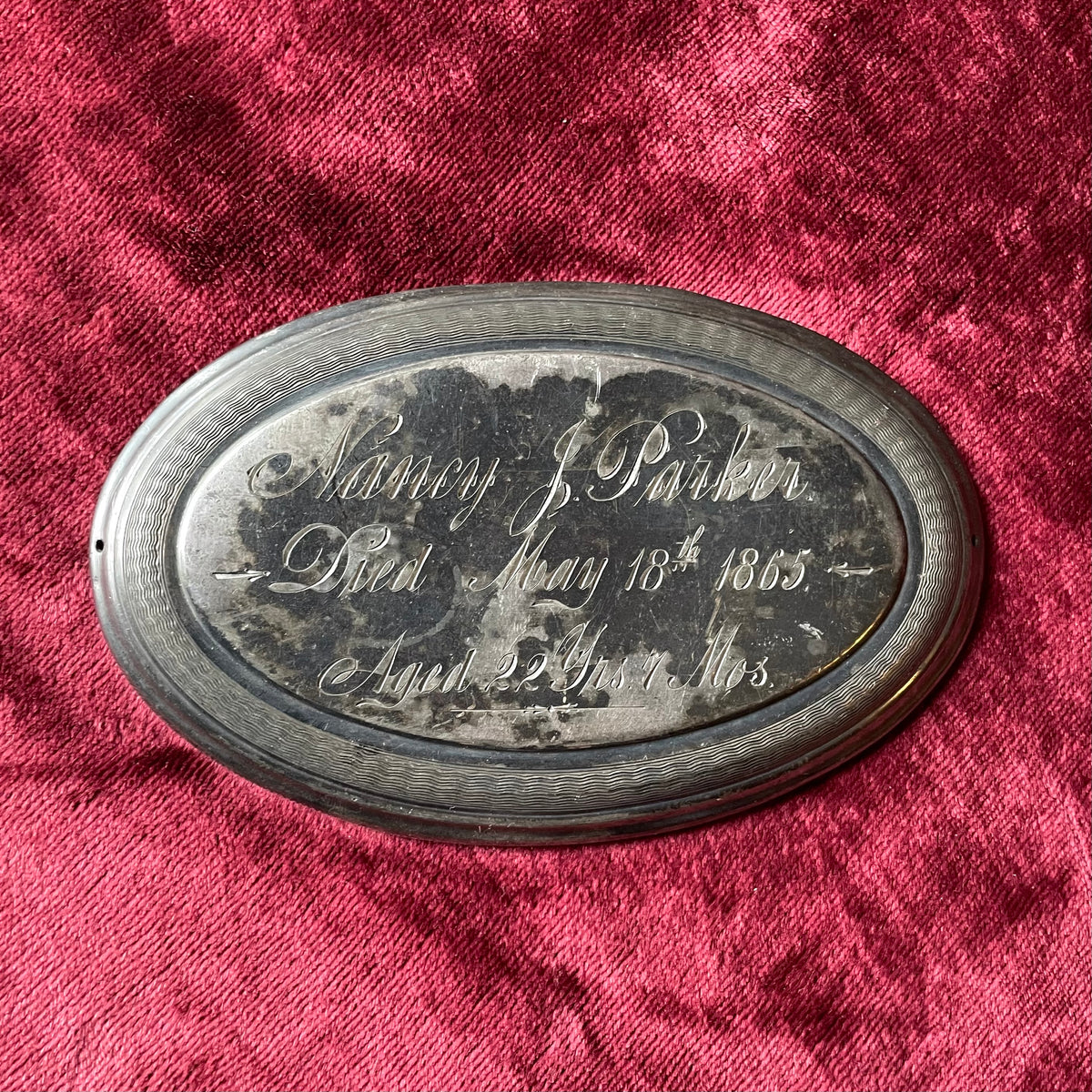 Antique Hand Engraved Casket Plate | 1865