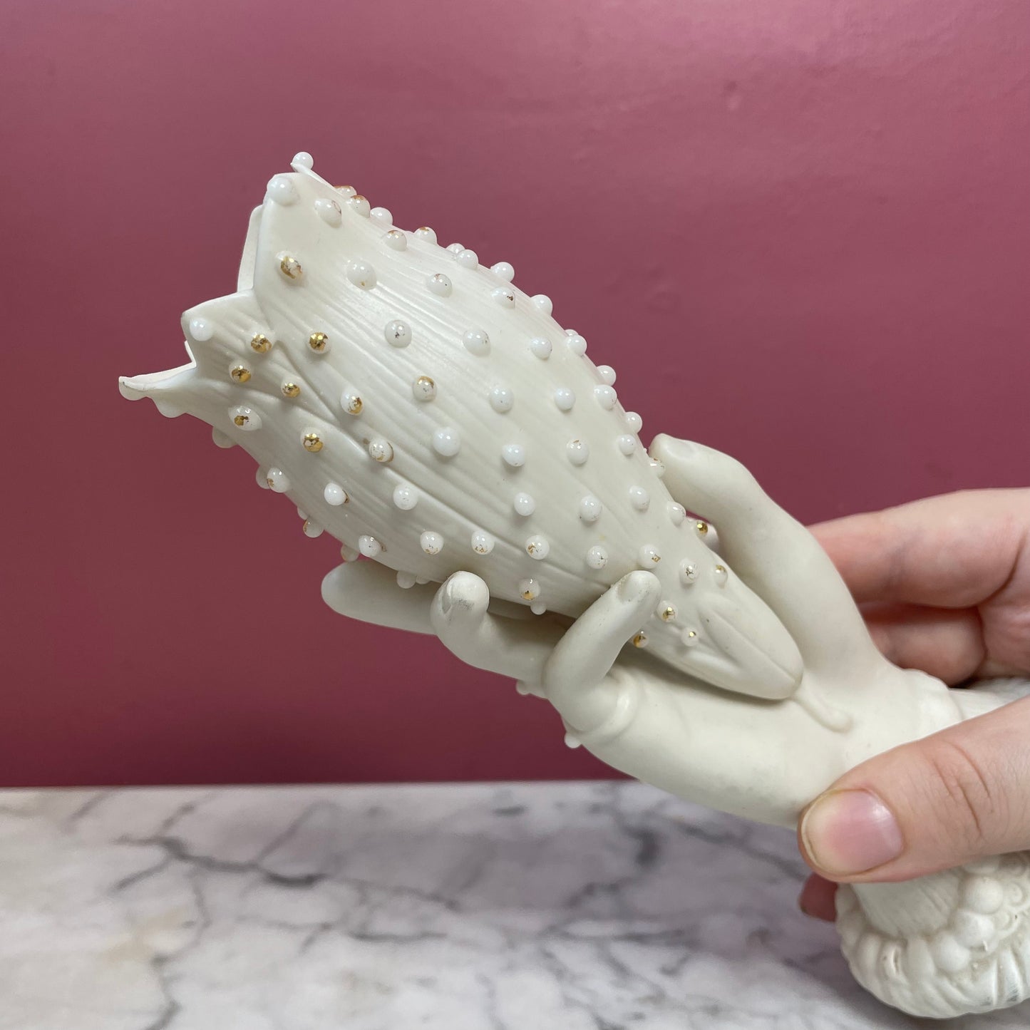 Victorian Parian Hand Shaped Spill Vase