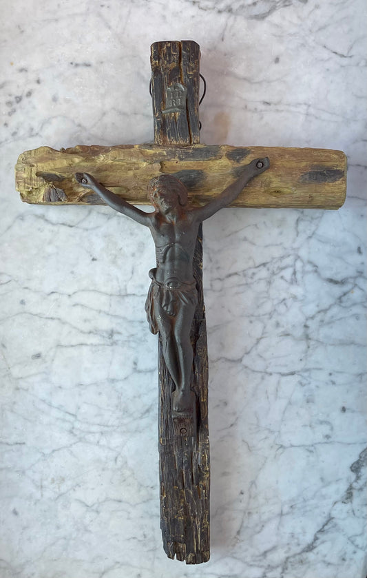 Vintage Faux Bois Crucifix