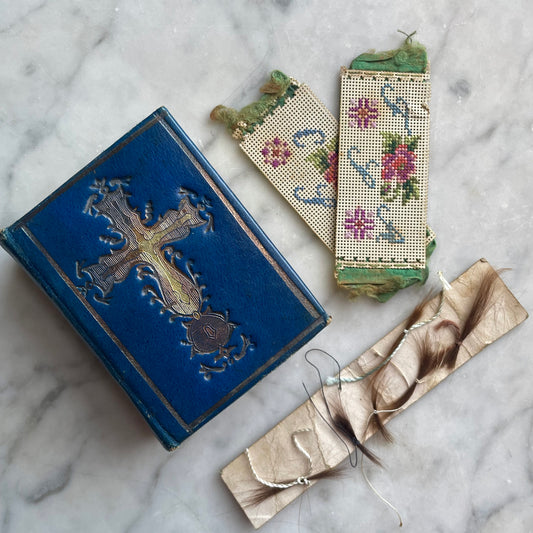 Victorian Bible with Locks of Hair & Punchwork