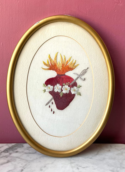 Antique Sacred Heart Embroidery