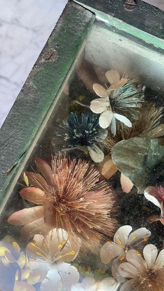 Victorian Shadow Box with Cloth Flowers