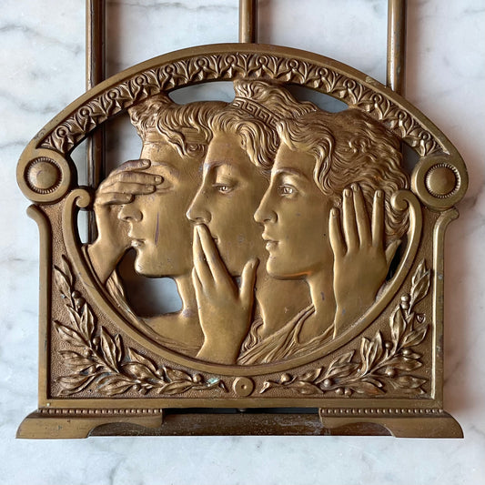 See No Evil, Speak No Evil, Hear No Evil | Antique Brass Book Rack