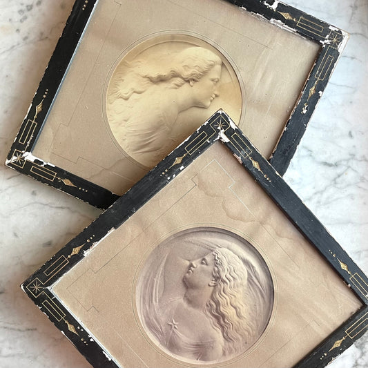 Pair of Victorian Framed Portrait Marbles
