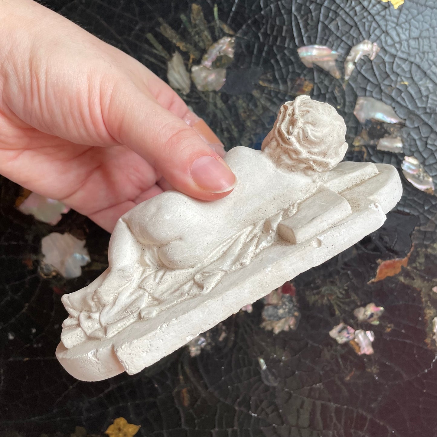Infant Christ Asleep on the Cross | Antique Chalkware