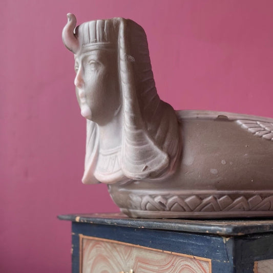 Antique Schafer & Vater Pink Jasperware Sphinx Vessel | Egyptian Revival