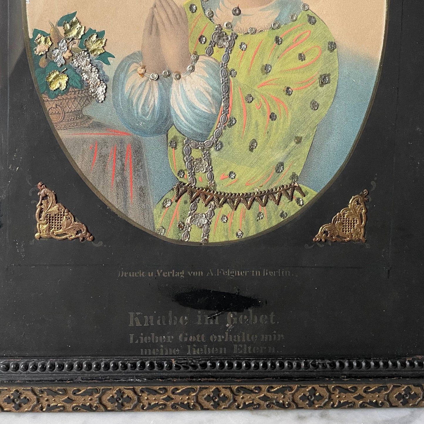Victorian Praying Child | German Print with Dresden Trim