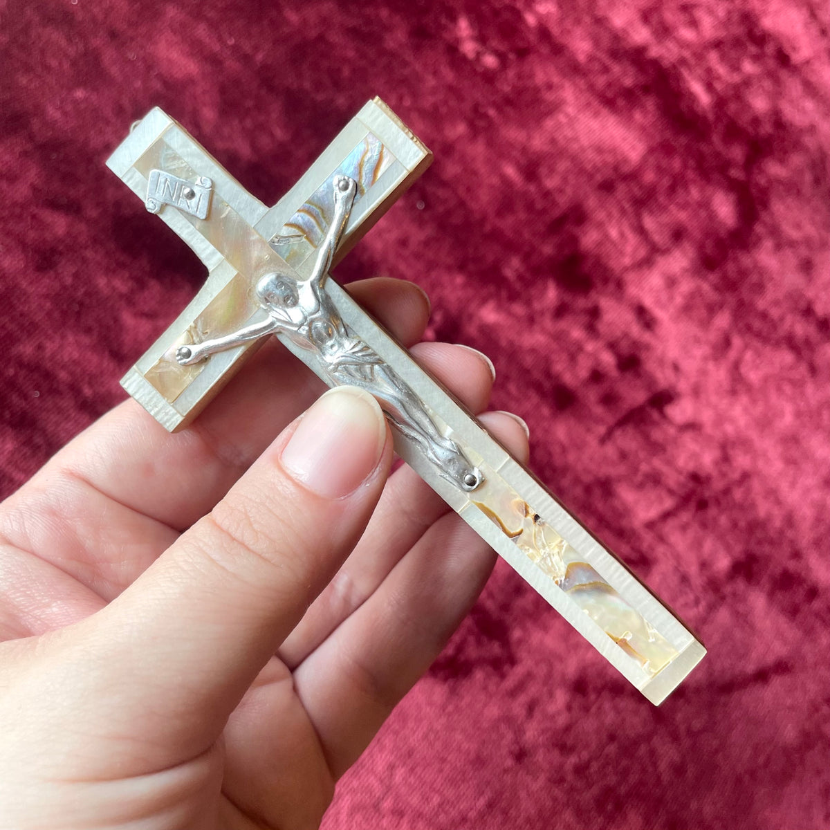 Vintage Abalone Crucifix | Holy Land Souvenir