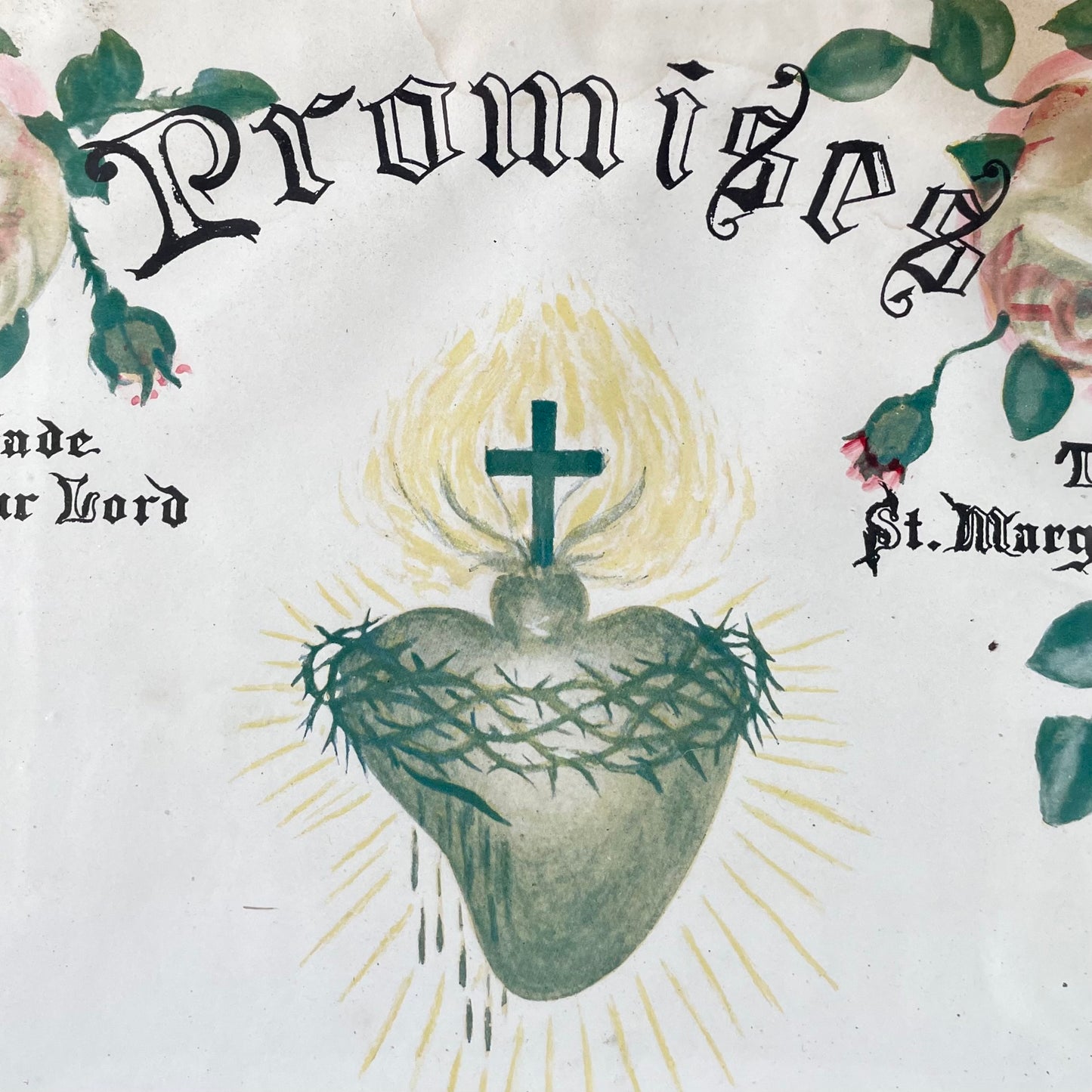 Twelve Promises of the Sacred Heart | Vintage Print | Saint Margaret Mary Alacoque