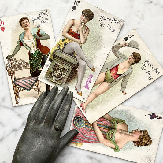Risqué Victorian Tobacco Cards | Hard a Port Cut Plug