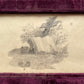 Victorian Devotional Pencil Sketch in Purple Velvet Frame