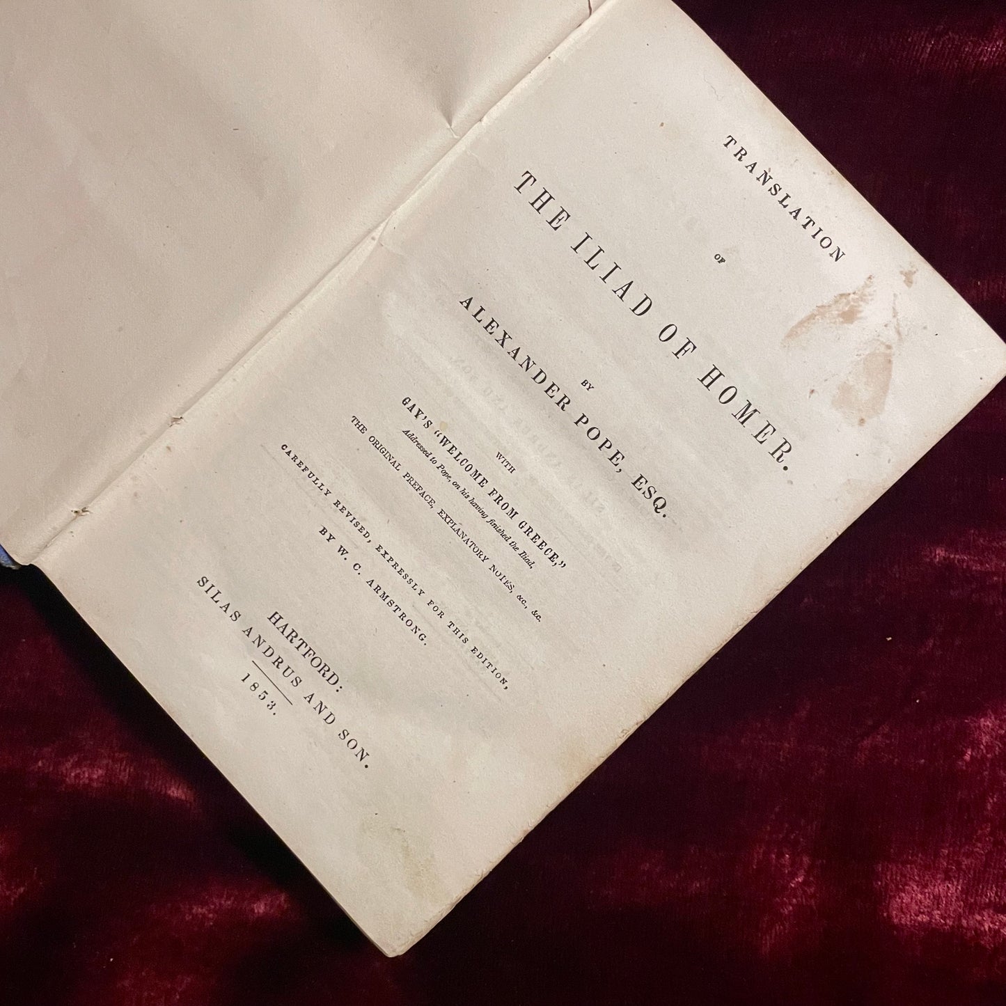 Homer’s Iliad translated by Alexander Pope | 1853