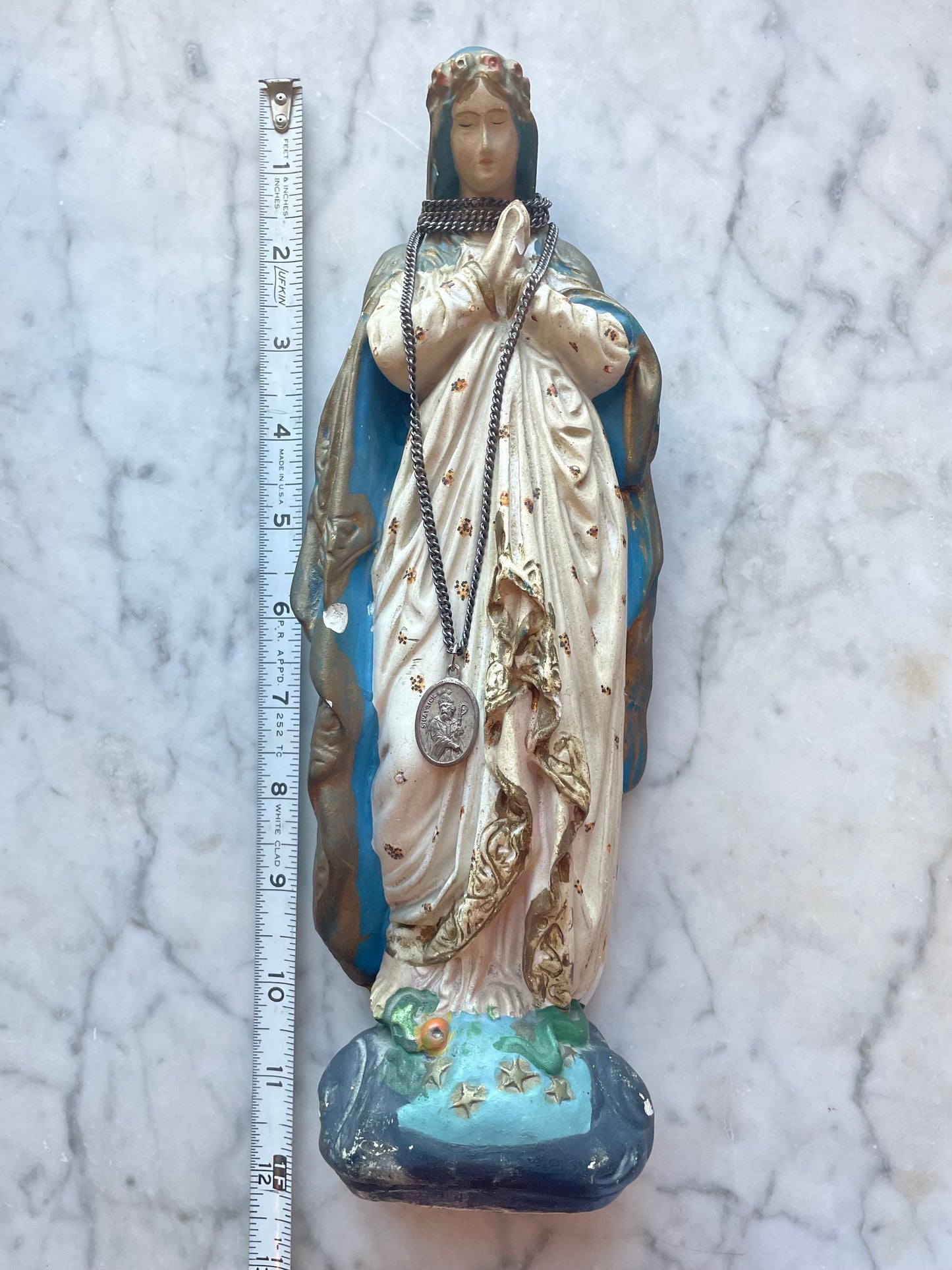 Antique Madonna Chalkware Figure