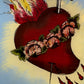 Antique Sacred Heart of Mary & Jesus | Reverse Glass Painting with Tinsel Foil