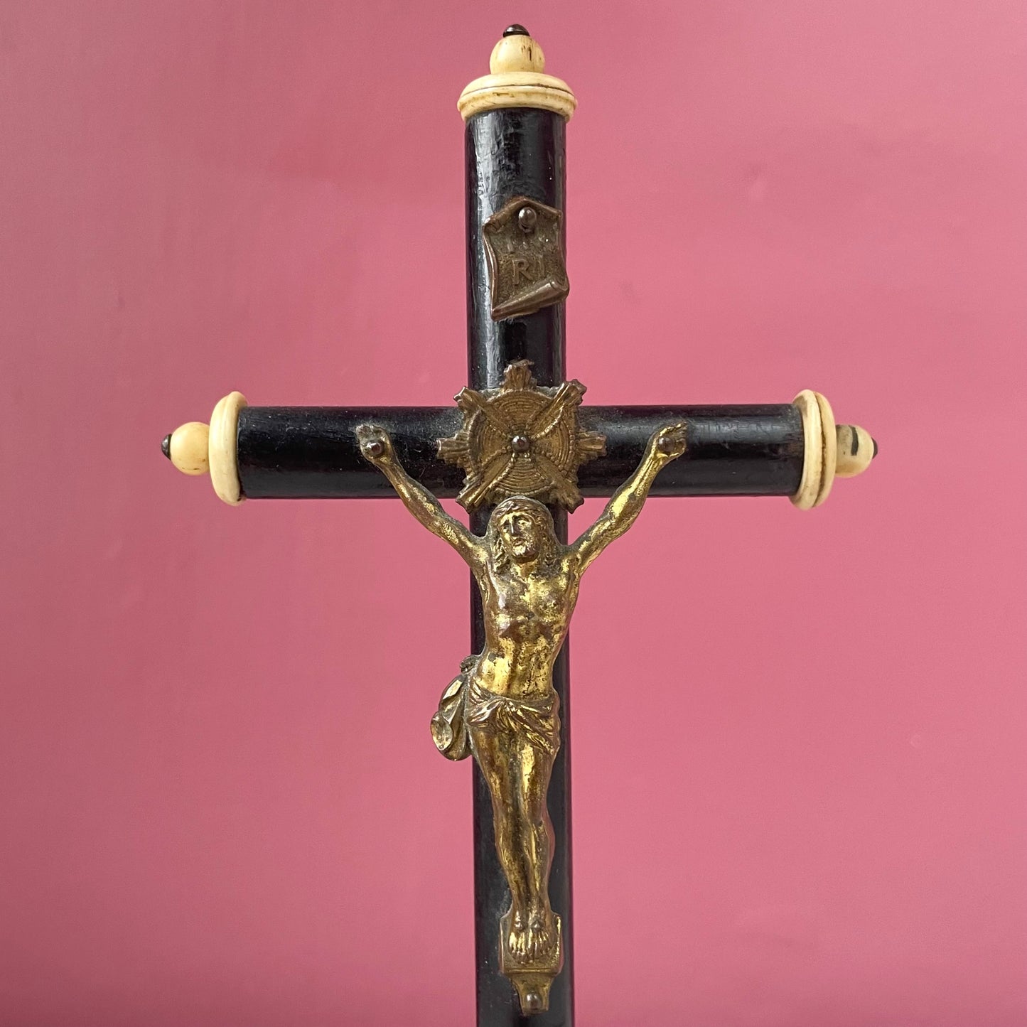 Antique Ebony Standing Crucifix