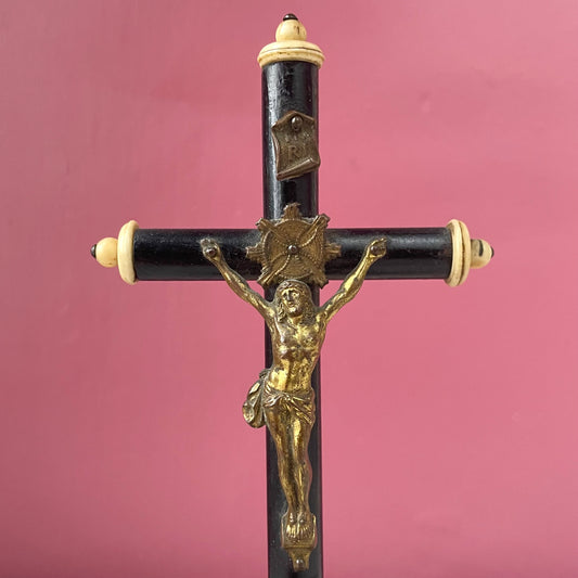 Antique Ebony Standing Crucifix