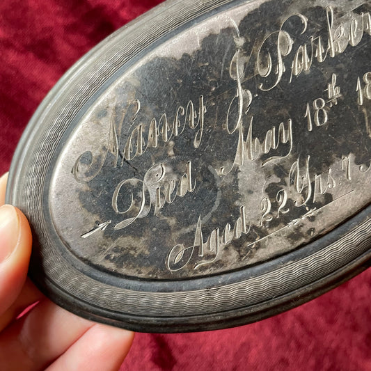 Antique Hand Engraved Casket Plate | 1865