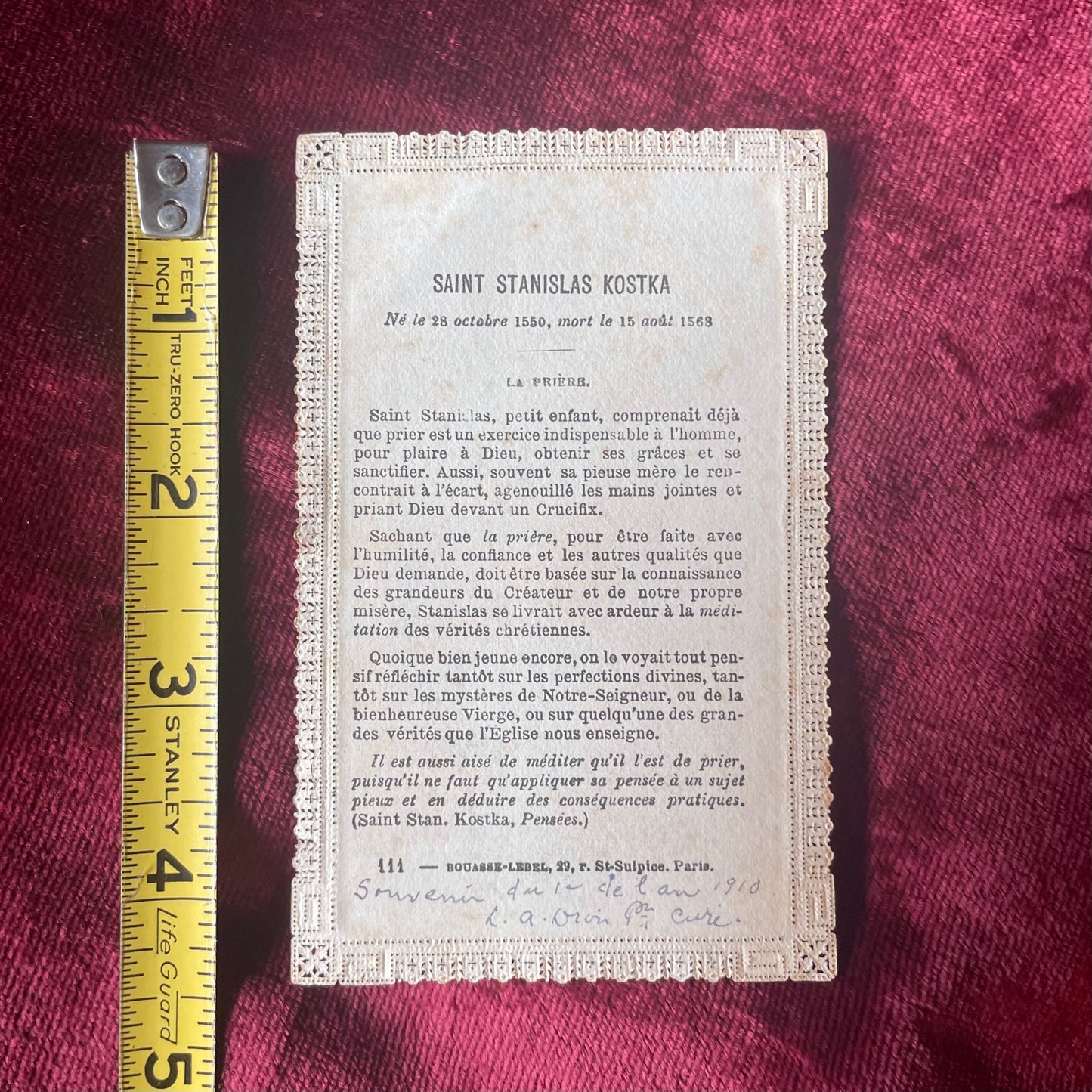 Antique Holy Card | Saint Stanislas de Kostka