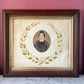 Victorian Solar Enlargement in Hand Painted Floral Wreath Mat & Wooden Frame