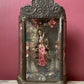 Antique Our Lady of Guadalupe Figure in Tin & Glass Nicho
