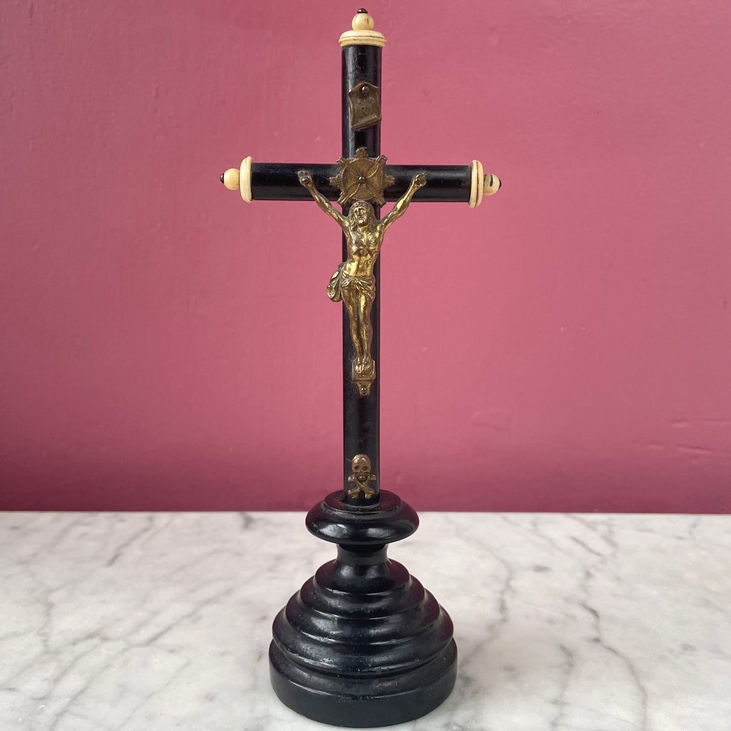 Antique Ebony Standing Crucifix