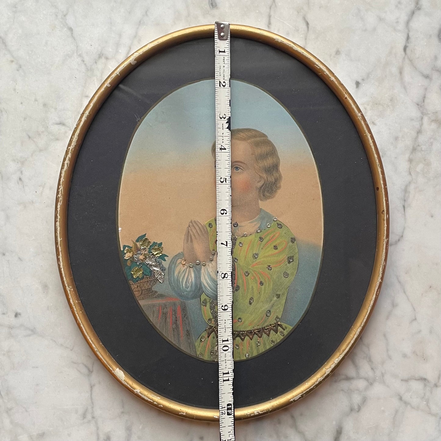 Antique German Devotional Print with Dresden Paper Die Cuts