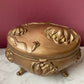 Art Nouveau Brass Jewelry Box with Lotus Blossoms