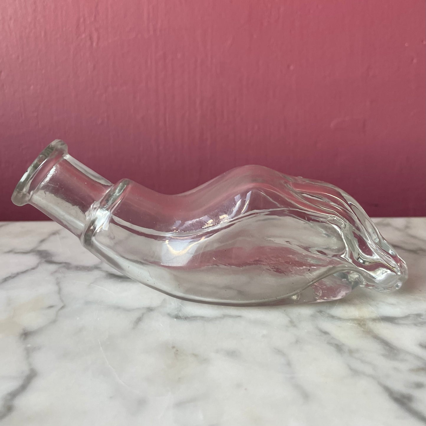 Antique Hand Shaped Glass Bottle