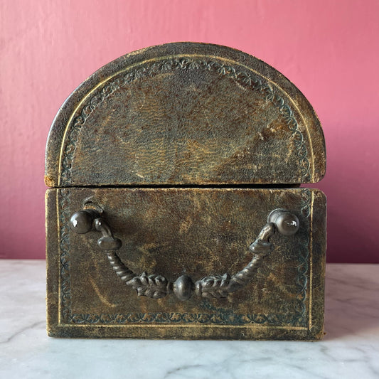 Vintage Leather Treasure Chest Jewelry Box