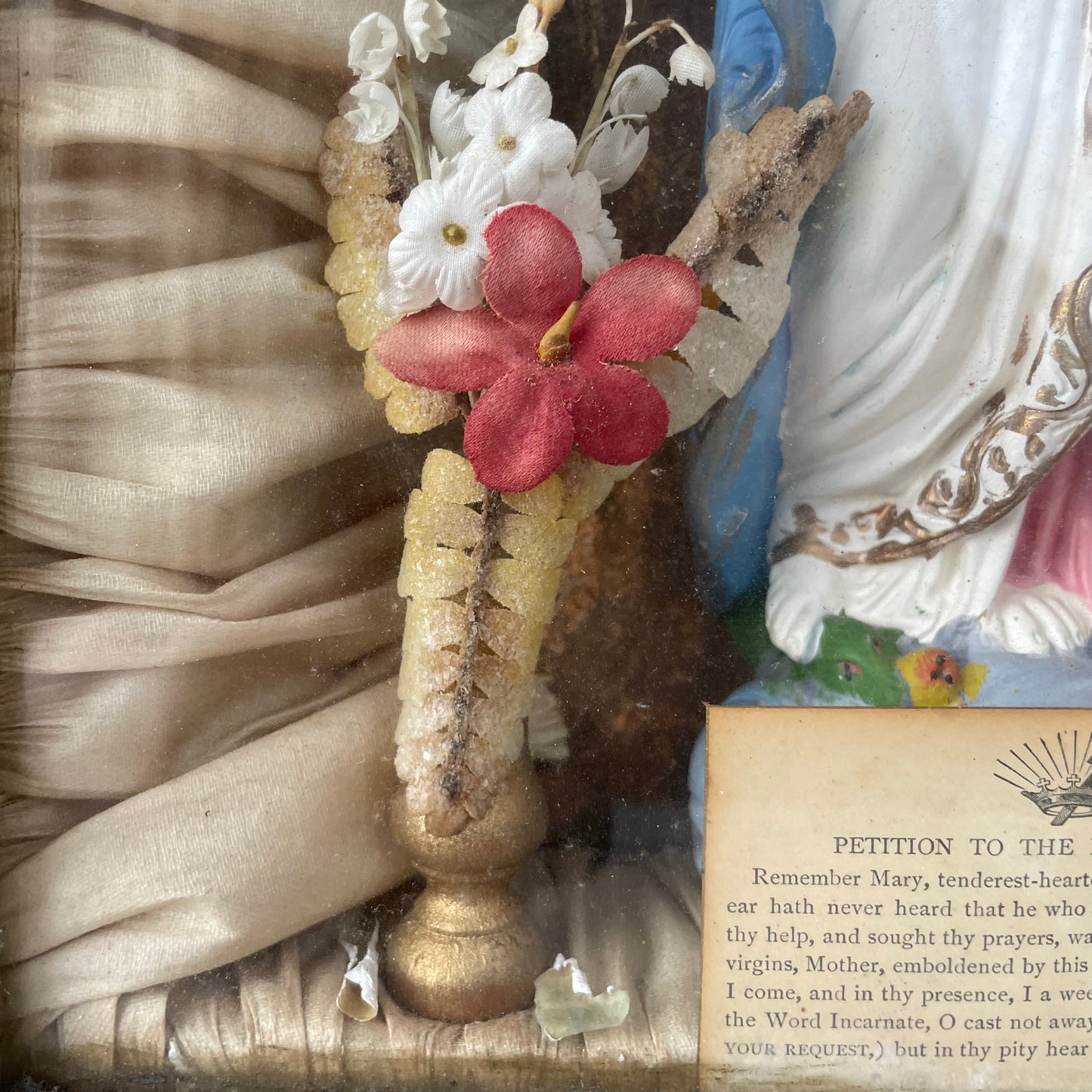 Antique Shadow Box Shrine to the Blessed Virgin
