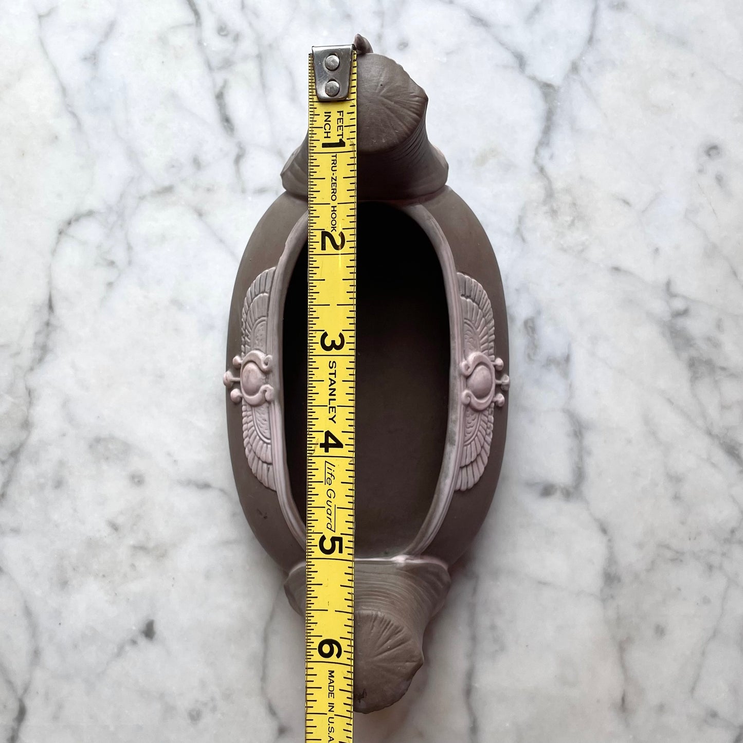 Antique Schafer & Vater Pink Jasperware Sphinx Vessel | Egyptian Revival