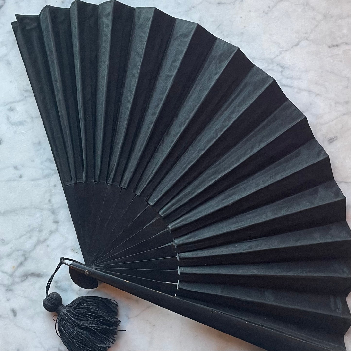Victorian Black Silk Mourning Fan