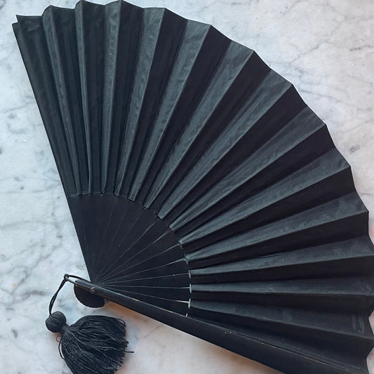 Victorian Black Silk Mourning Fan