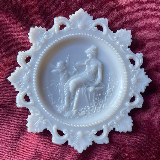 Cupid & Psyche | Antique Westmoreland Milk Glass Plate