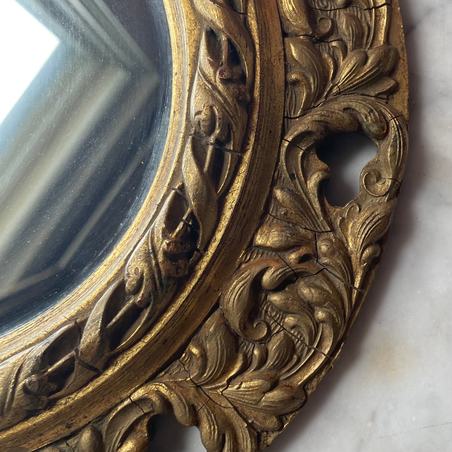 Vintage Baroque Style Oval Gilded Mirror