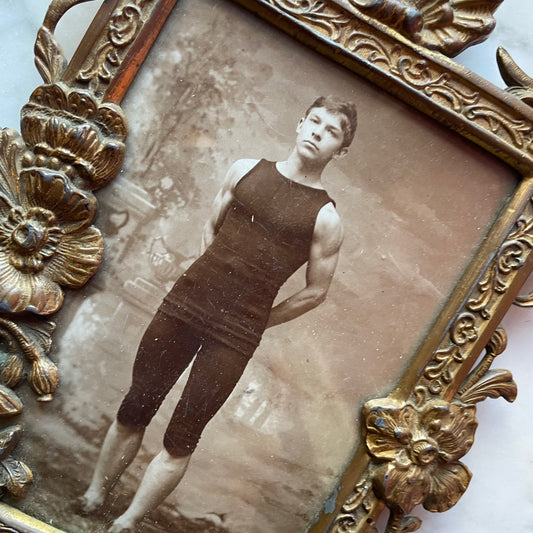 Bathing Boy | Antique Framed Cabinet Card