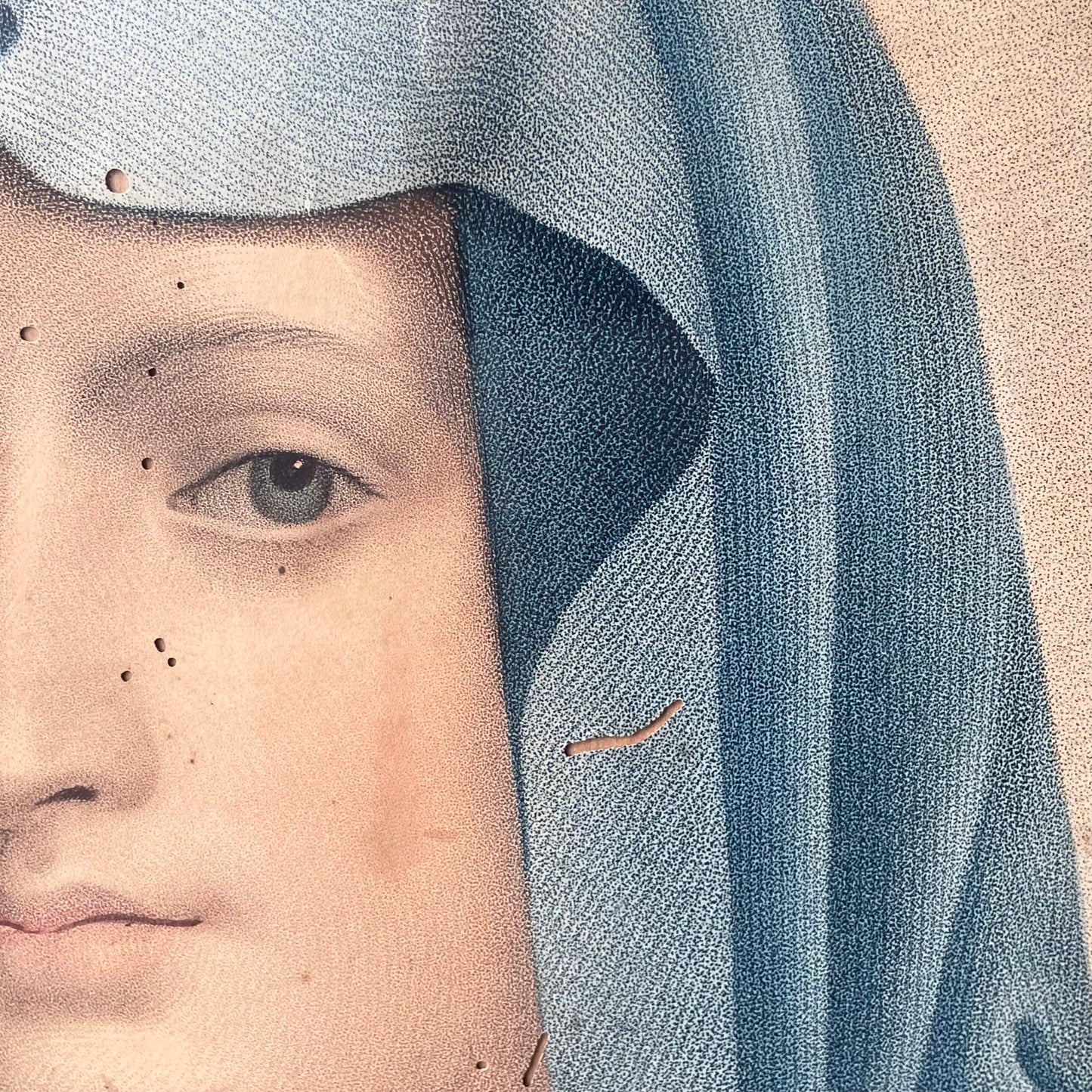 Portrait de la Très Sainte Vierge d'après Titien | Antique Hand Colored Print of the Virgin Mary