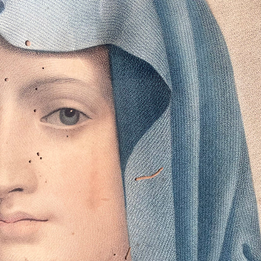 Portrait de la Très Sainte Vierge d'après Titien | Antique Hand Colored Print of the Virgin Mary