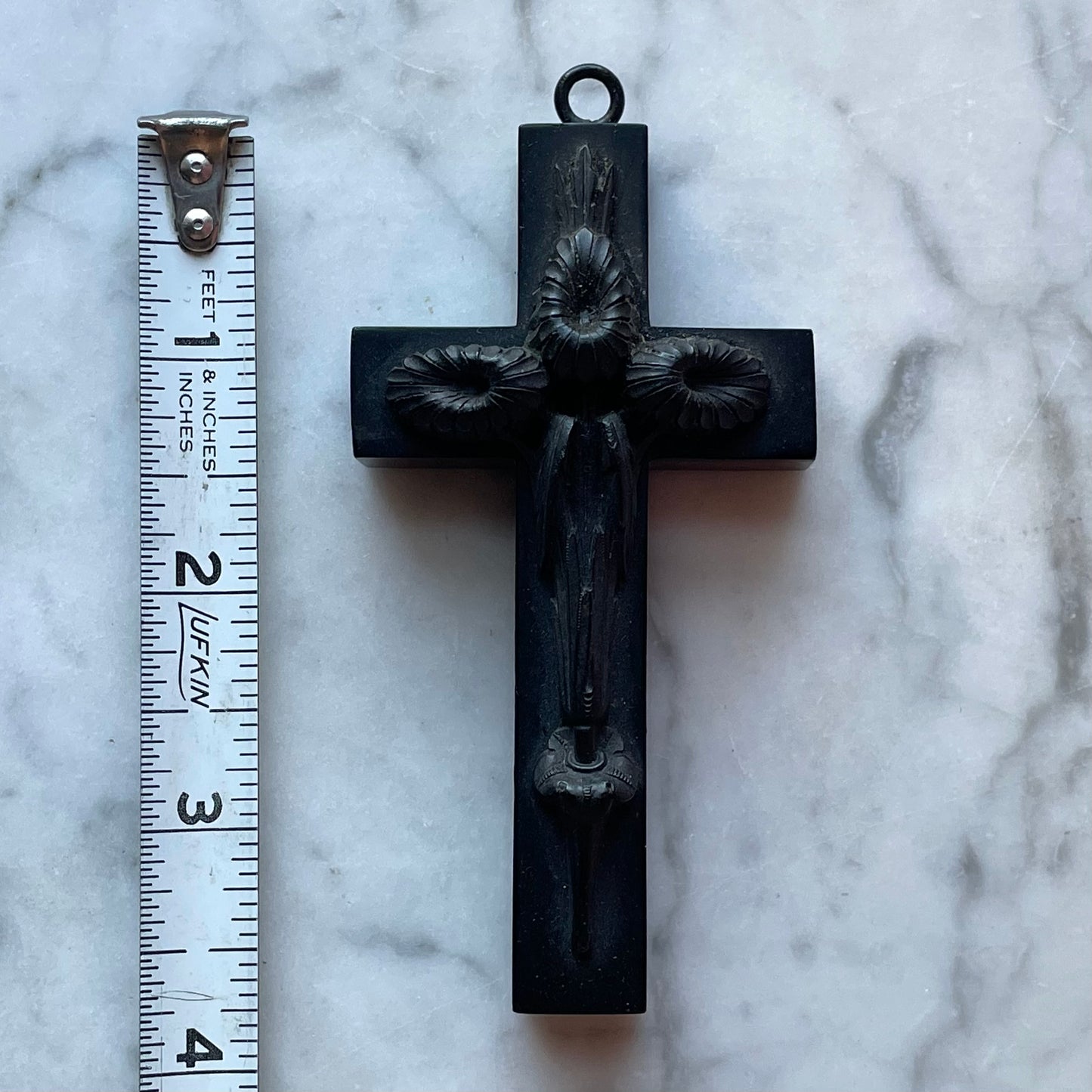 Victorian Mourning Pendant | Large Thermoplastic Cross