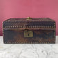 Antique Leather Tack Trunk with Marbled Paper Interior
