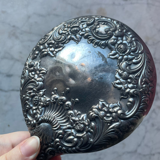 Victorian Silver Plated Floral Mirror