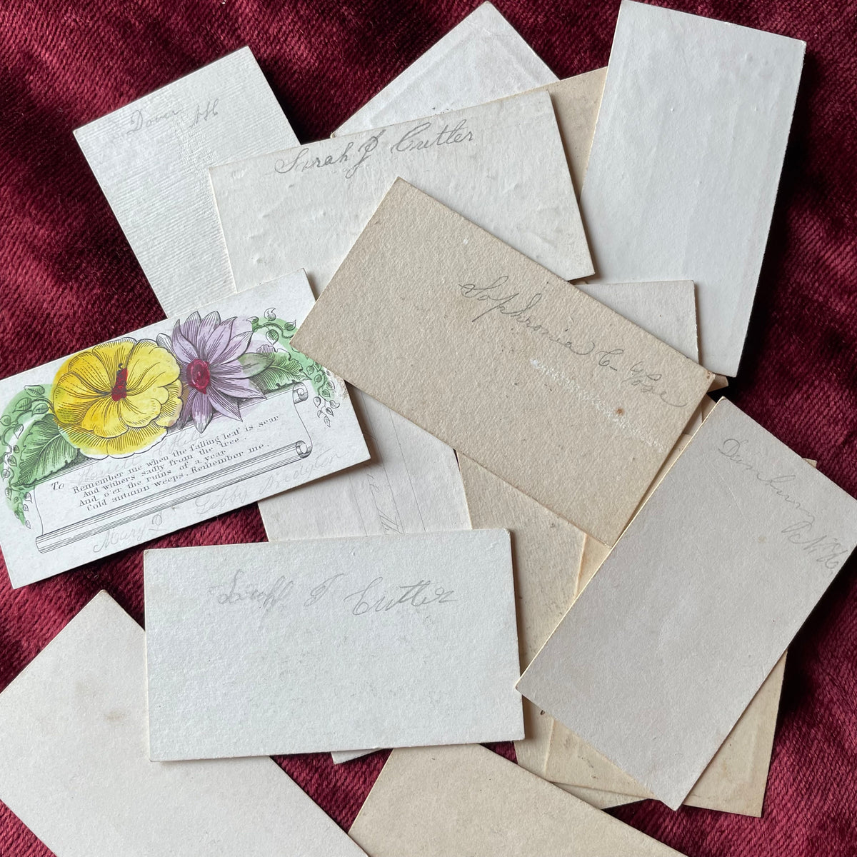 Early Victorian Hand Colored Calling Cards