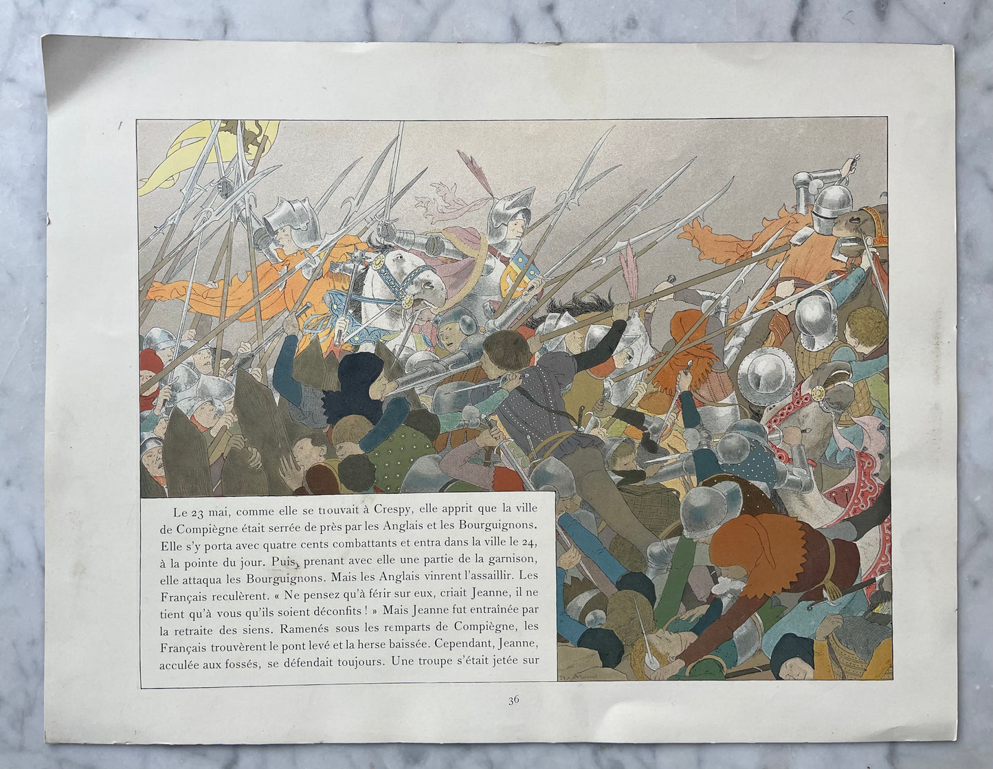 Jeanne d’Arc Antique Print | Double Sided | M. Boutet de Monvel