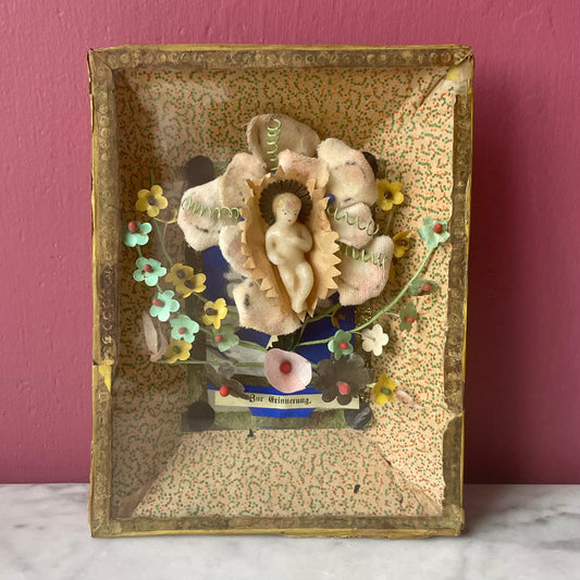 Antique German Cloister Work in Miniature Shadow Box