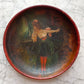 She’s Smokin’! | Antique Hand Painted Treen Plaque with Smoking Lady