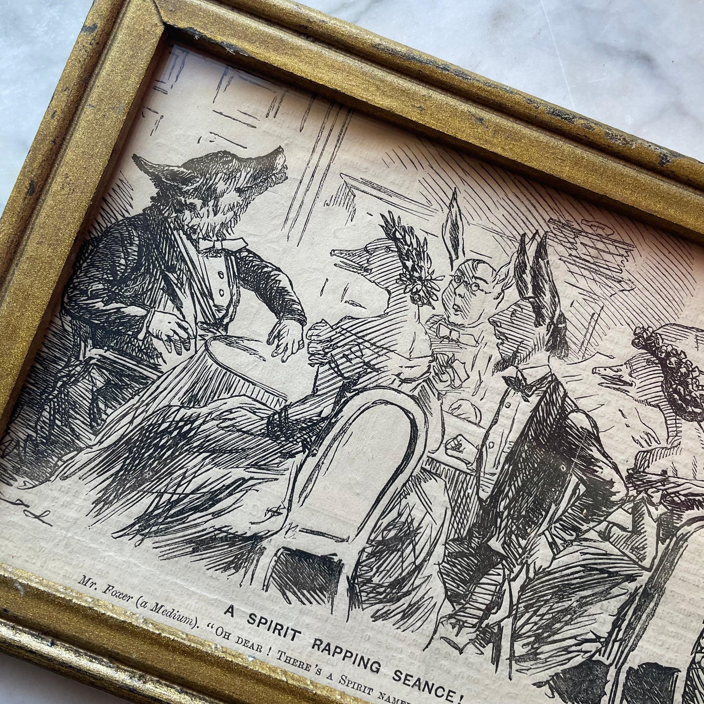 Victorian Spiritualism Cartoon | A Spirit Rapping Seance