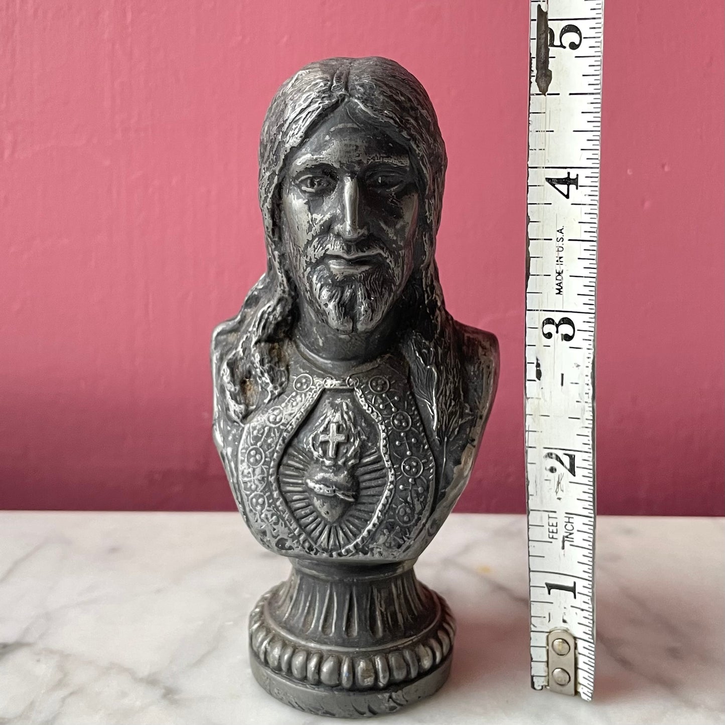 Sacred Heart of Jesus | Miniature Silver Plated Bust