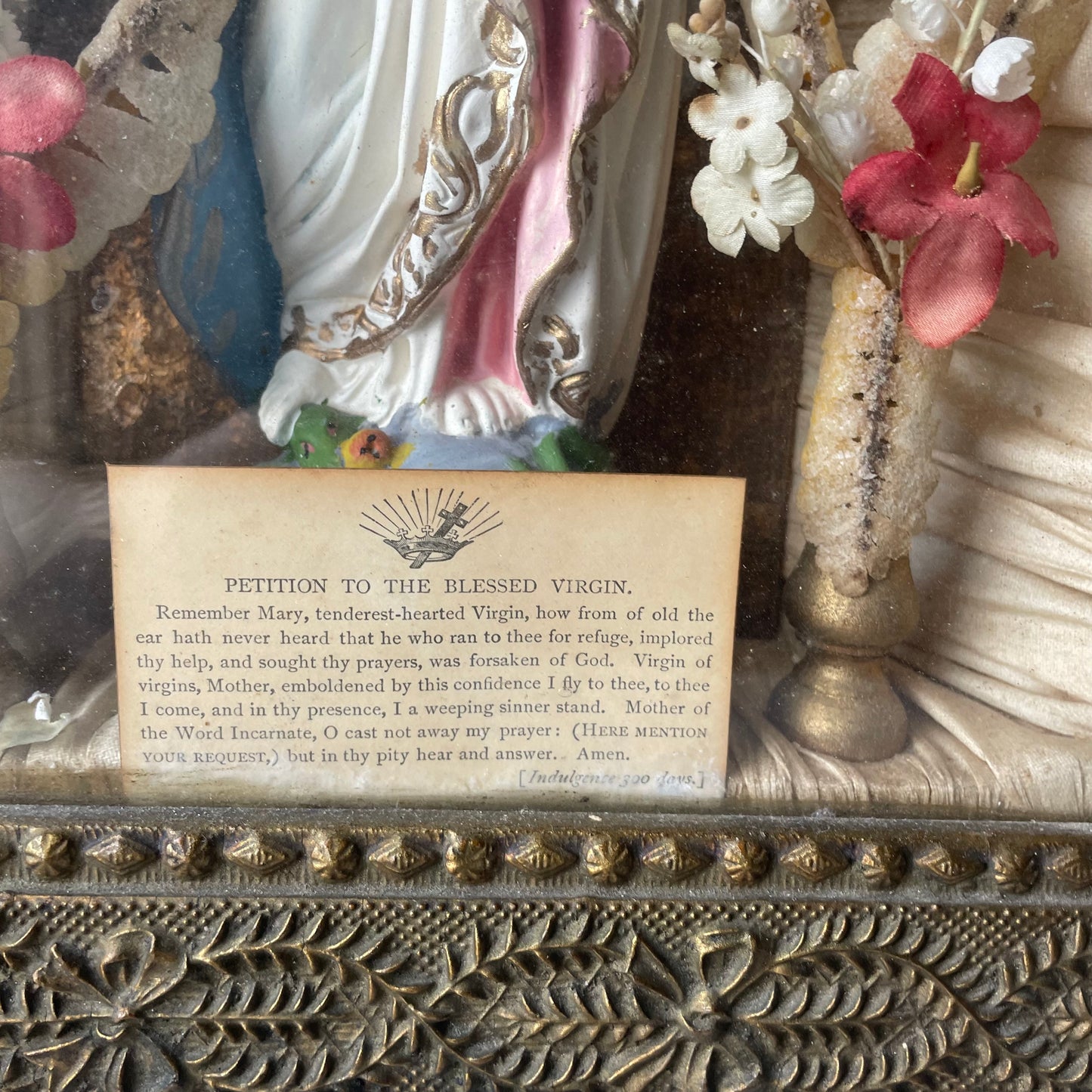Antique Shadow Box Shrine to the Blessed Virgin