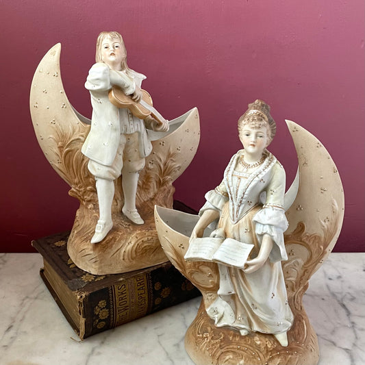 Victorian Bisque Figures with Crescent Moons